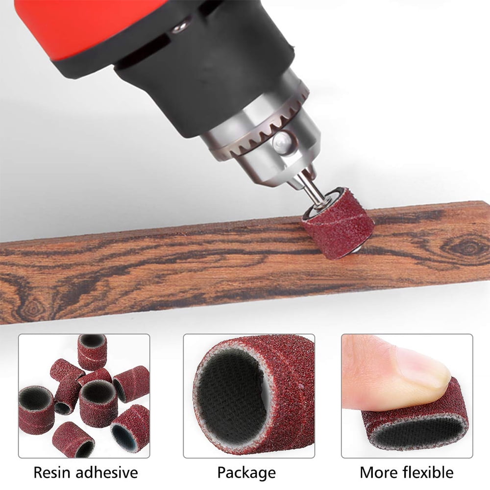 307 Pieces Sanding Drum Set Including Drum Sander Sanding Sleeves and 6 Pieces Drum Mandrels for Dremel Rotary Tool + 1 Combination Wrench