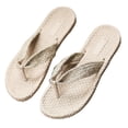 thumbnail image 3 of qILAKOG Womens House Slippers Women Shoes Summer Beach Sandals Slippers Imitation Hemp Rope Travel Flat-bottom Shoes Beach Flip Flops Women Womens Shoes Sandals Thong Sandals For Women, 7&Beige, 3 of 6