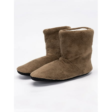 

Crocowalk Unisex Warm Shoes Fluffy Slippers Memory Foam Boot Slipper Women Men Socks Indoor Lightweight Plush Lined House Shoe Brown US 8-8.5 Men