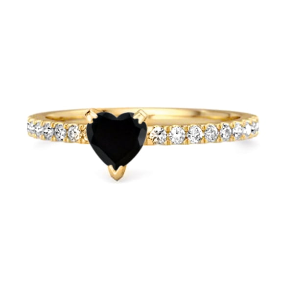 Mooneye 1.65 Cts Heart Black Spinel 925 Sterling Silver Gold Vermeil Women Valentines Day Gift Ring