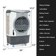 Costway 3450 CFM Industrial Evaporative Cooler 4-in-1 Air Cooling Fan 45L Tank