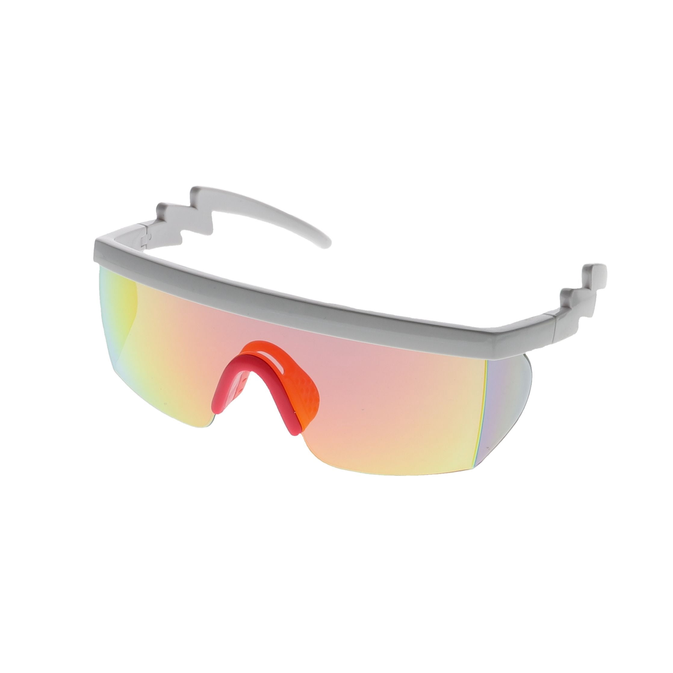 3 Pairs Retro Semi Rimless Sunglasses Zigzag Temple Mirror Coating PC Rubber Semi Rimless Goggle Style Retro Rainbow Mirrored Lens ZigZag  main image 2
