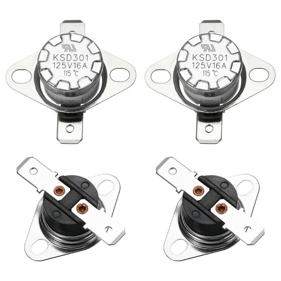 4 Pcs KSD301 Thermostat 115°C/239°F 16A Normally Closed N.C Adjust Snap Disc Temperature Switch,Bakelite Material