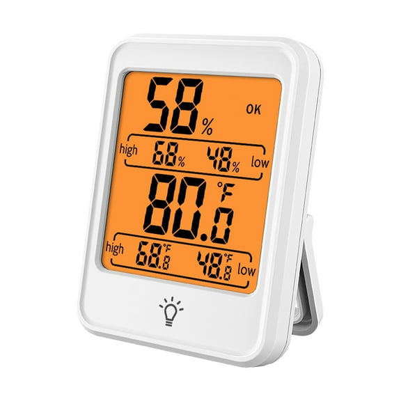 Indoor Hygrometer Thermometer Large Screen Display Backlight Desk Wall Magnetic Electronic Temperature Humidity Meters with Bracket for Home Greenhouse Cellar