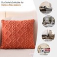 thumbnail image 4 of Geometric Jacquard Plush Throw Pillow Covers for Couch Bed Sofa Farmhouse Neutral Solid Color Soft Cushion Covers (Orange,15.74x15.74 In), 4 of 8