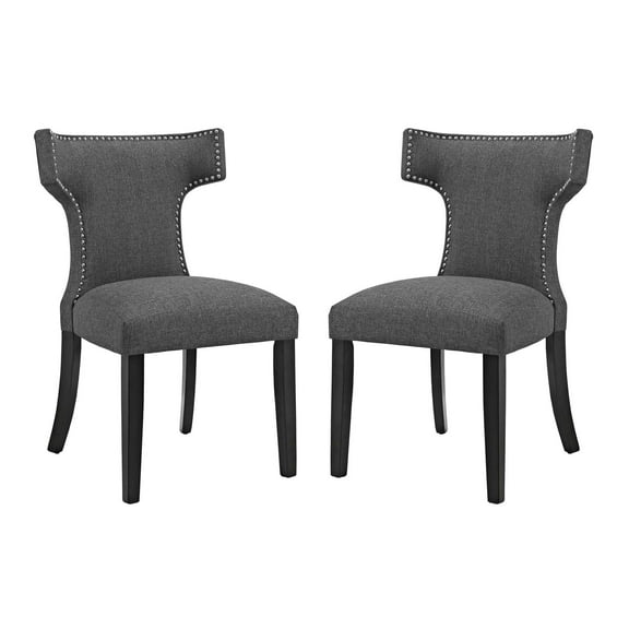 Modern Contemporary Urban Design Kitchen Room Dining Side Chair ( Set of Two), Grey Gray, Fabric