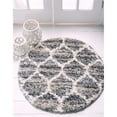 thumbnail image 2 of Unique Loom Hygge Shag Geometric Plush & Cozy Rug 5' x 5' Round Gray/Ivory, 2 of 2