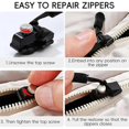thumbnail image 5 of 2Pcs Universal Zipper Repair Kit Instant Detachable Zipper Head for Jacket Bag Zipper Slider - L, 5 of 5