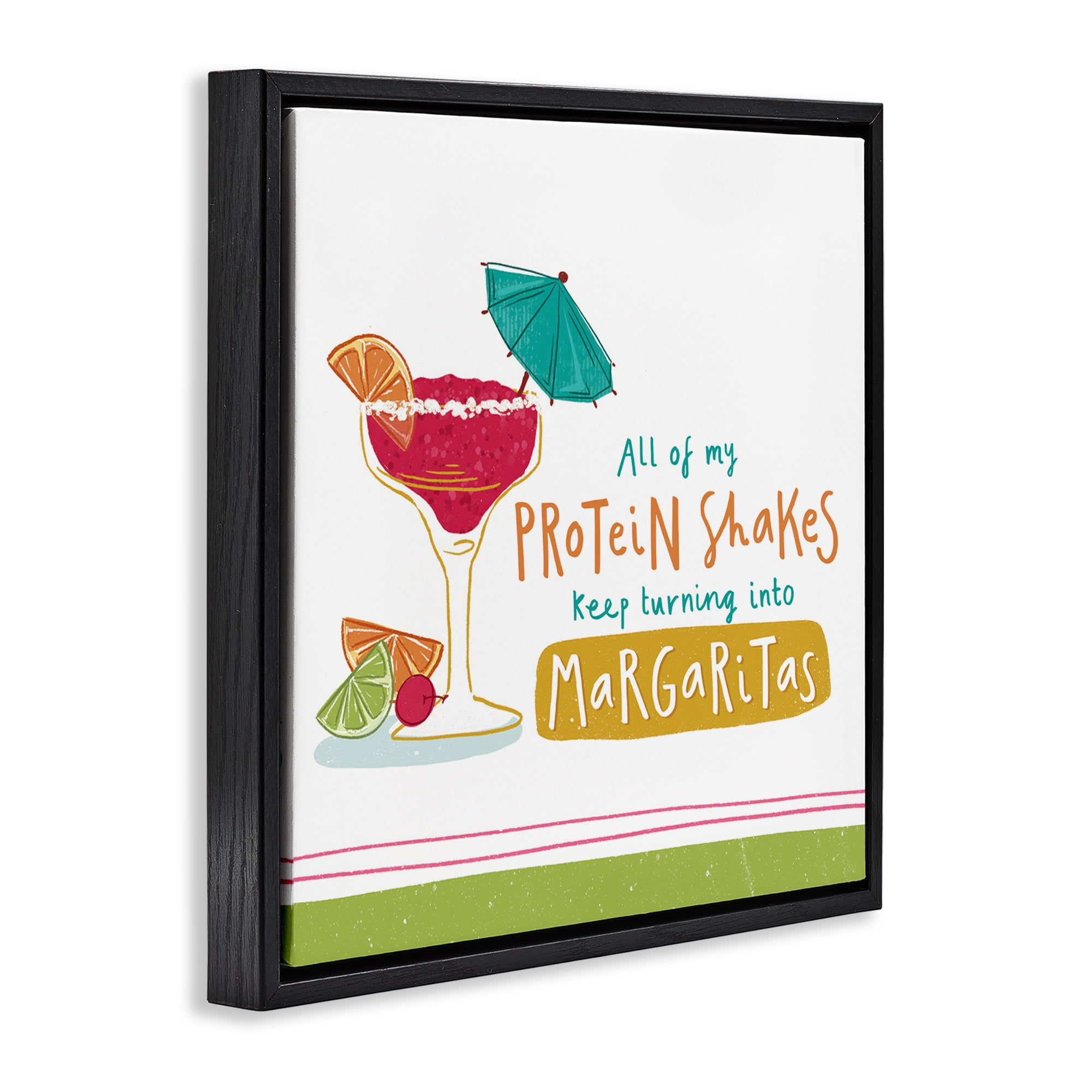 Stupell Industries Funny Margarita Phrase Food & Beverage Painting Black Floater Framed Canvas Art Print Wall Art, 25 x 25