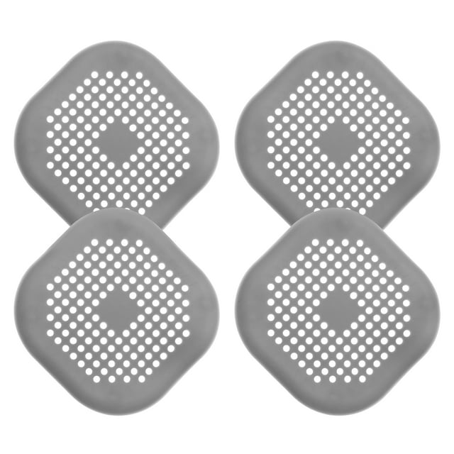 Uxcell 4packs Shower Drain Hair Catcher Square Drain Strainer for Shower Kitchen, Grey