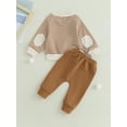 thumbnail image 4 of Bagilaanoe 2PCS Toddler Baby Boy Long Pants Set Striped Print Long Sleeve Sweatshirt Pullover Tops + Drawstring Sweatpants 6M 12M 18M 24M 3T Kids Casual Sweatsuits, 4 of 9