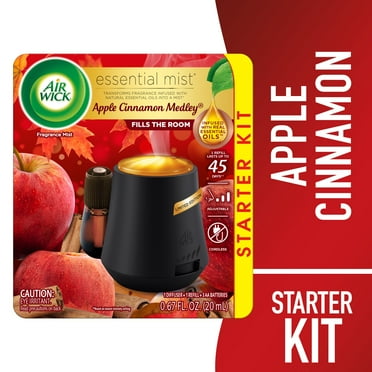 Air Wick Essential Mist Fall Scented Oil Air Freshener Diffuser Starter Kit, Apple Cinnamon, 2 Piece