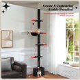 thumbnail image 2 of Gothic Cat Tree, Floor to Ceiling Cat Tower with Adjustable Height (86.8-120 Inches), 5 Tiers Black Cat Condo with Cozy Hammock, Fully Scratching Posts and Dangling Balls for Indoor Cats, 2 of 7