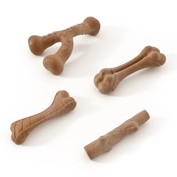 Max & Marlow Durable Dog Chew Toys Set, PP Wood Powder Toys for Aggressive Puppy Chewers, 4 Pack