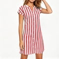 thumbnail image 5 of Iyufng Casual Dresses for Women Summer V-Neck Striped Short Sleeve Button Down Dress, 5 of 8