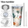 thumbnail image 4 of 16oz Tumblers Pioneer Flower Floral Print Pattern Stainless Steel Vacuum Insulated Double Wall Travel Tumbler Cups Mug with Lid and Straw,Cleaning Brush for Coffee,Tea, 4 of 4