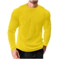 thumbnail image 6 of Jinhomg Waffle Long Sleeve Shirts for Men Crew Neck Casual muscle T-Shirt Lightweight Breathable Workout Tops Textured Knit Underwear Yellow,L, 6 of 6