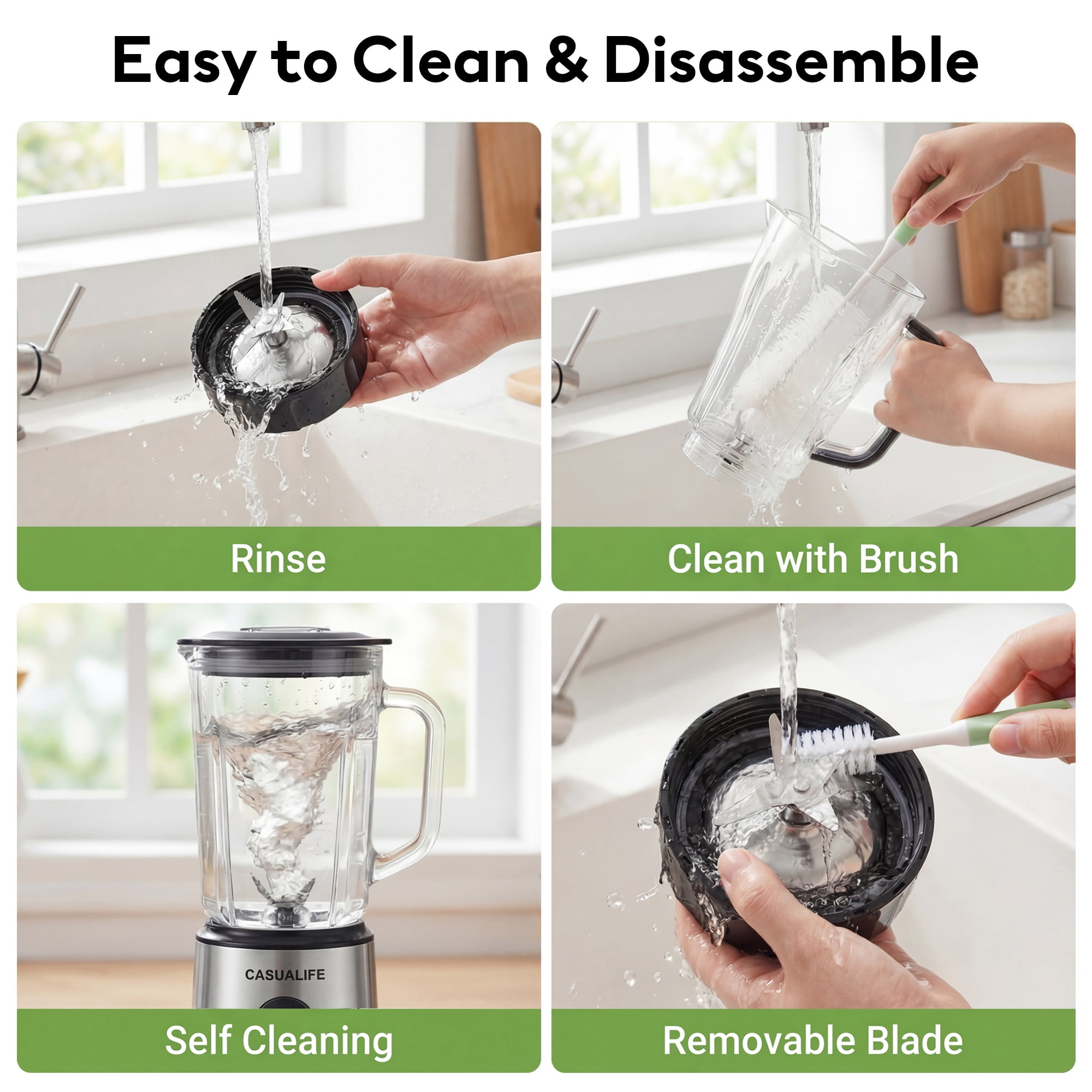 Casualife Countertop Blender Food Processor Combo, 6 in 1 Kitchen Electric Blender/Grinder/Chopper,New