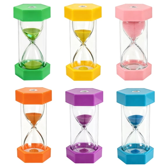 HKJUNFEI 6Pcs Colourful Hourglass Sturdy and Safe Hourglass Set for Children's Life Learning Game Timing Creative Present