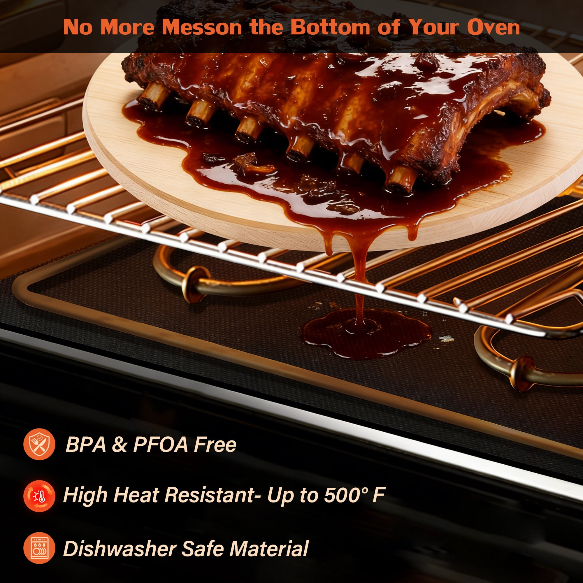 4 Pack Extra Thick Oven Liners, 23.6” x 15.7” Heavy Duty Non Stick Teflon Grill Mats, Bpa Free, Reusable, for Bottom of Electric Gas Microwave, Cooking