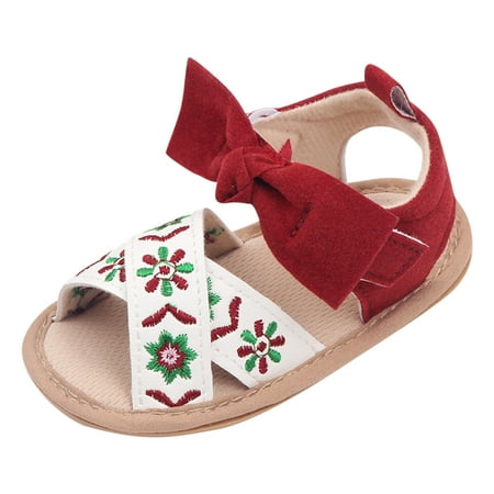 

Summer Kids Toddler Shoes Girls Sandals Open Toe Breathable Hook Loop Flower Carrot Pattern Bowknot