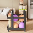 thumbnail image 4 of Yibooy Gym Equipment Storage Rack Trolley with Wheels Yoga Mat Storage Basket (Black), 4 of 9