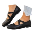 thumbnail image 3 of Women's Square Toe Ballet Flats With Crossed Straps Breathable Soft Sole On Lightweight Non Comfortable Casual Walking Shoes For Everyday Wear Black 36, 3 of 9