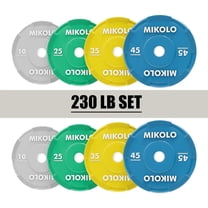 Mikolo Bumper Plates, 2-Inch Olympic Weight Plates for Weight Lifting and Strength Training, 230 lbs Sets