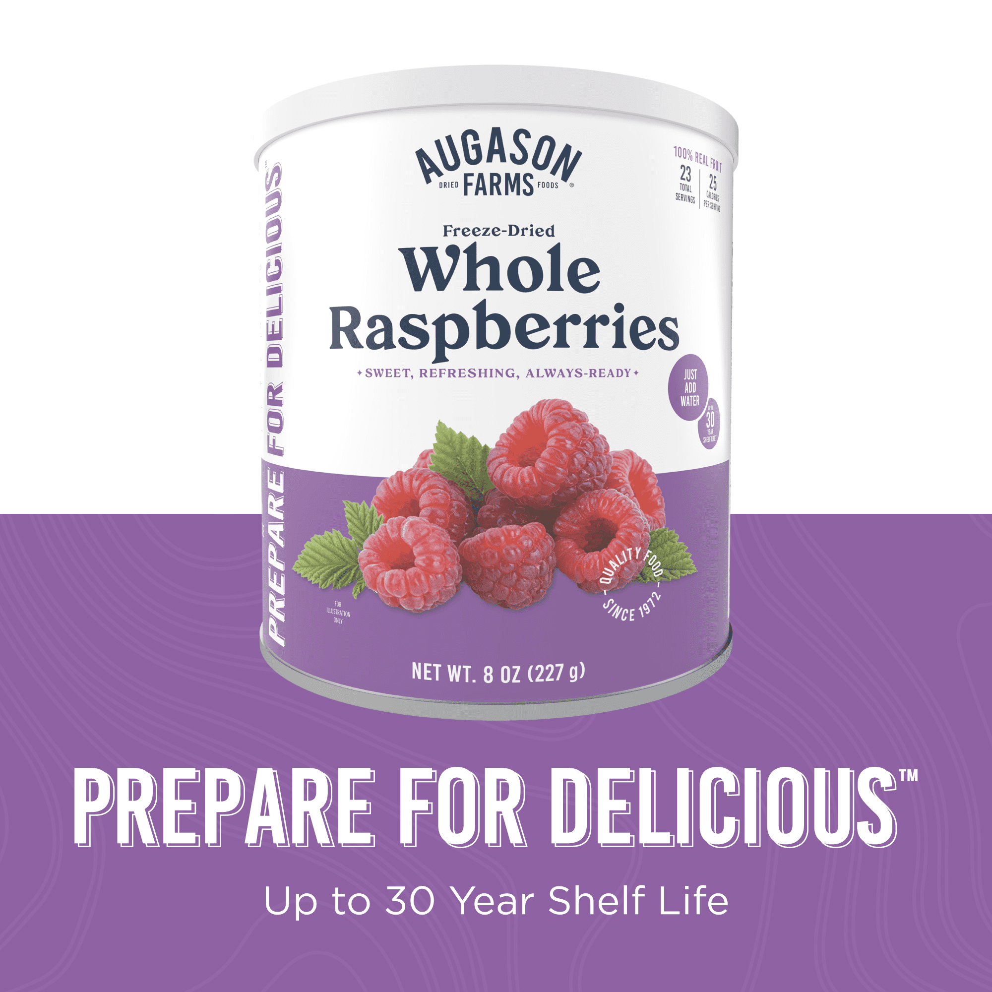 Augason Farms Freeze Dried Whole Raspberries Can, Emergency Food Supply, Everyday Meals, 23 Servings