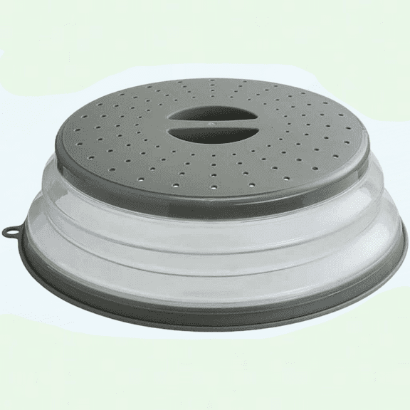 Collapsible Microwave Splatter Cover, 10.5 Inch, Dishwasher-safe, BPA-Free, with Silicone Mats