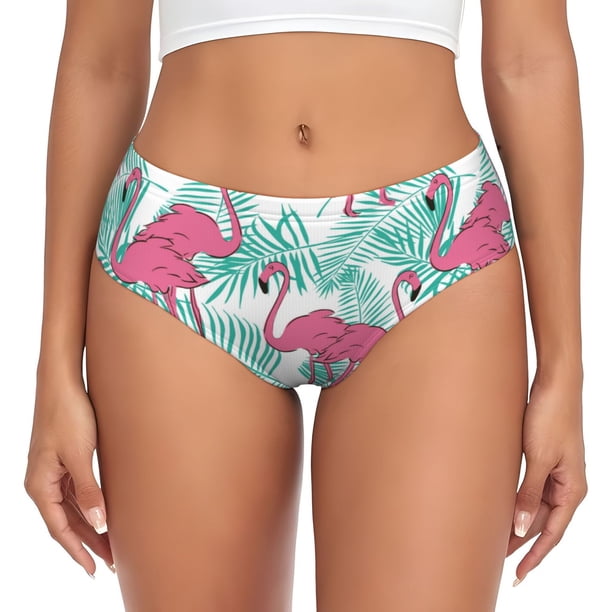 Fotbe Flamingo Calzones Estampados para Mujer – Ropa Interior de Algodón, Cómoda, Suave y Elástica-Large