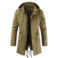 thumbnail image 2 of Fesfesfes Mens Fleece Jacket Mid-length Solid Slim-fit Zipper Cardigan Hooded Washed Jacket Coats On Sale, 2 of 3