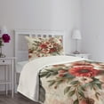 thumbnail image 3 of Ambesonne Flowers Quilted Bedspread Set 2 Pcs, Tender Floral Marble Print, Twin Size, Pale Ruby and Laurel Green, 3 of 5
