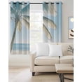 thumbnail image 2 of Blue Coastal Blackout Curtains 84 Inches Long for Bedroom, Summer Palm Trees Vacation Watercolor Thermal Insulated Room Darkening Black Out Window Curtain Panels Grommet Drapes for Living Room, 2 of 8