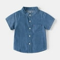 thumbnail image 2 of Girls Button Down Shirts Short Sleeve Dark Blue Shirt Boys Formal Outfit 100 Days Of School Shirts Boys Girls Fashion, 2 of 5
