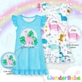 Jurebecia 2Pcs Summer Girl Dinosaurs Nightgown Cartoon Pajamas Dress