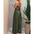 thumbnail image 6 of ChicMe Womens Jumpsuits Sleeveless Cut-Out Waist Backless Tie-Back Ruched Wide Leg Vacation Summer Jumpsuit for Women Green-L, 6 of 9