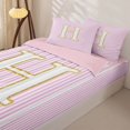 thumbnail image 3 of Homewish Kids H Letter Zipper Full Size Comforter Sets with Fitted Sheet and 2 Pillowcases, Abstract Stripes Zipper Bedding Set, Pink Reversible, Pink Reversible, 4-Piece, 3 of 6