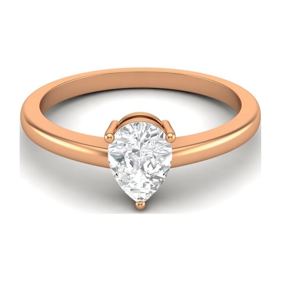 Mooneye 0.75 Ct Pear Moissanite Diamond 925 Sterling Silver Rose Vermeil Solitaire Women Gifts Ring