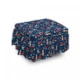 thumbnail image 1 of Anchor Ottoman Cover, Captain Boats and Helm, 2 Piece Slipcover Set with Ruffle Skirt for Square Round Cube Footstool Decorative Home Accent, Standard Size, Vermilion Pale Blue, by Ambesonne, 1 of 5