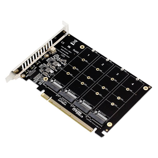 Convertidor de disco duro de 4 puertos M.2 NVME SSD a PCIE X16 compatible con 2230/2242/2260/2280 Kuymtek Accesorios Electrónicos