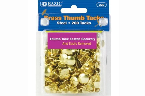 BAZIC Gold Thumb Tacks 200 Push Pins for Crafts /& Office Organization