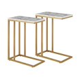 thumbnail image 1 of ROSEN GARDEN C-Shape Side End Table, Faux Marble Tray Snack Table with Metal Frame, Laptop Coffee Holder, Modern Furniture (Gold,2pcs), 1 of 5