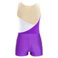 thumbnail image 2 of TiaoBug Kids Girls Athletic Ice Skating Dance Costume Sleeveless Rhinestone Floral Gymnastics Leotards with Shorts Dancewear Purple 4, 2 of 7