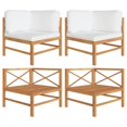 thumbnail image 1 of vidaXL Corner Sofas 2 pcs with Cream Cushions Solid Teak Wood, 1 of 5