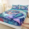 thumbnail image 3 of Homewish Kawaii Mermaid Princess Full Size Sheets,Cartoon Sea Animal Bed Sheets,Colorful Shell Coral Sheet Sets For Girl Kids,Luxury Bedroom Decor,4 Pieces, 3 of 7