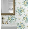 thumbnail image 2 of NextWall  Floral Bunches Peel and Stick Wallpaper 20.5 in. W x 18 ft. L - Blue Stream & Buttercup, 2 of 10