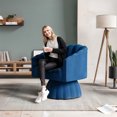 thumbnail image 2 of Techmilly 360° Rotating Velvet Chair, Soft Cushion Round Barrel Luxurious Lounge, Plush Velvet Fabric, for Living Room, Bedroom, Office, Navy blue, 2 of 10