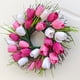 thumbnail image 5 of Corona de tulipanes para el Día de la Madre, decoración de puerta para el Día de la Madre, flores simuladas, corona de primavera y verano, decoración del hogar, 5 of 6
