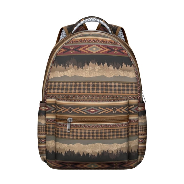 Antique Lovers Style Student’s School Backpack, Durable Composite Oxford Cloth with Faded Vintage Patterns, Adjustable Shoulder Straps, Comfortable Padding, Large Capacity
